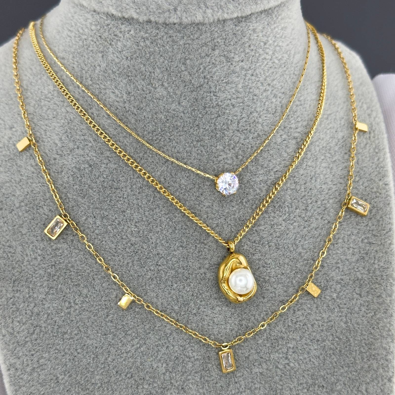 Collier Acier Inoxydable Plaqué Or 18K avec Pendentif Perle, Chaîne 40cm + 5cm avec Extension 5cm, Fermoir Pince de Homard, Étanche
