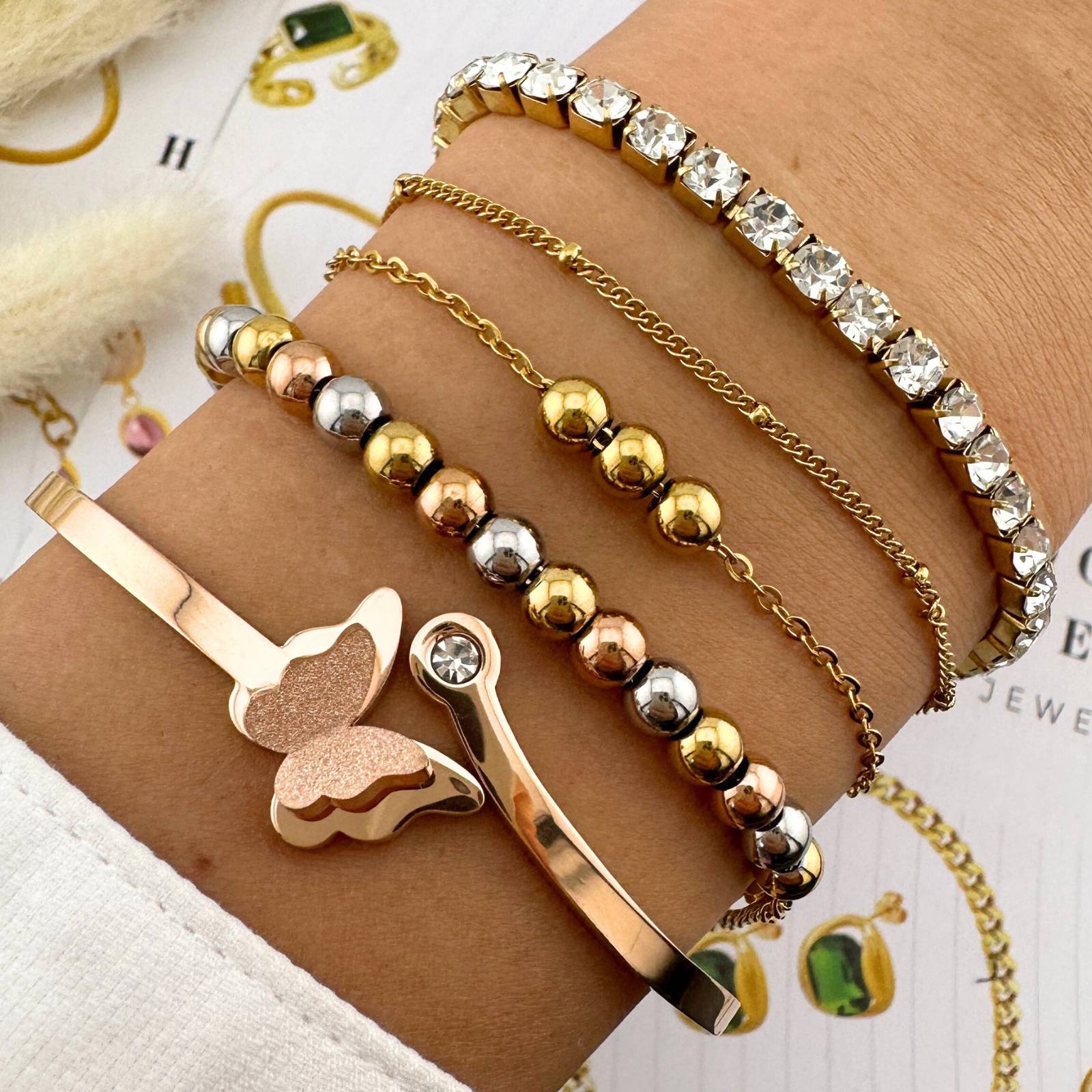 Bracelet de Tennis, Acier Inoxydable Plaqué Or 18K avec Zircone Cubique, Étanche et Hypoallergénique, Longueur 16 + 5 cm