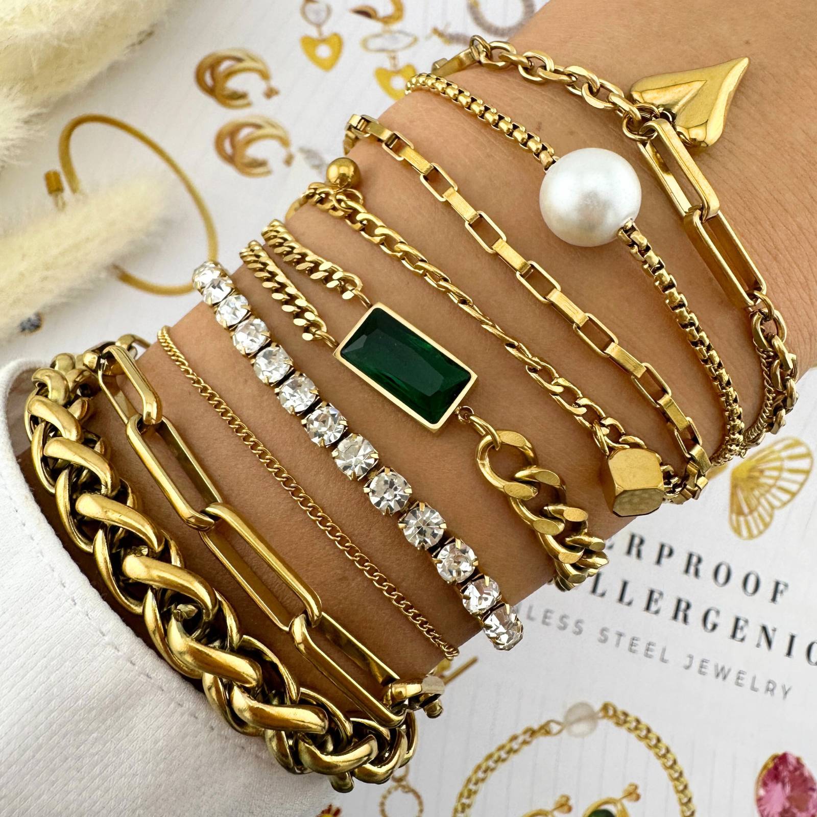 Bracelet de Tennis, Acier Inoxydable Plaqué Or 18K avec Zircone Cubique, Étanche et Hypoallergénique, Longueur 16 + 5 cm
