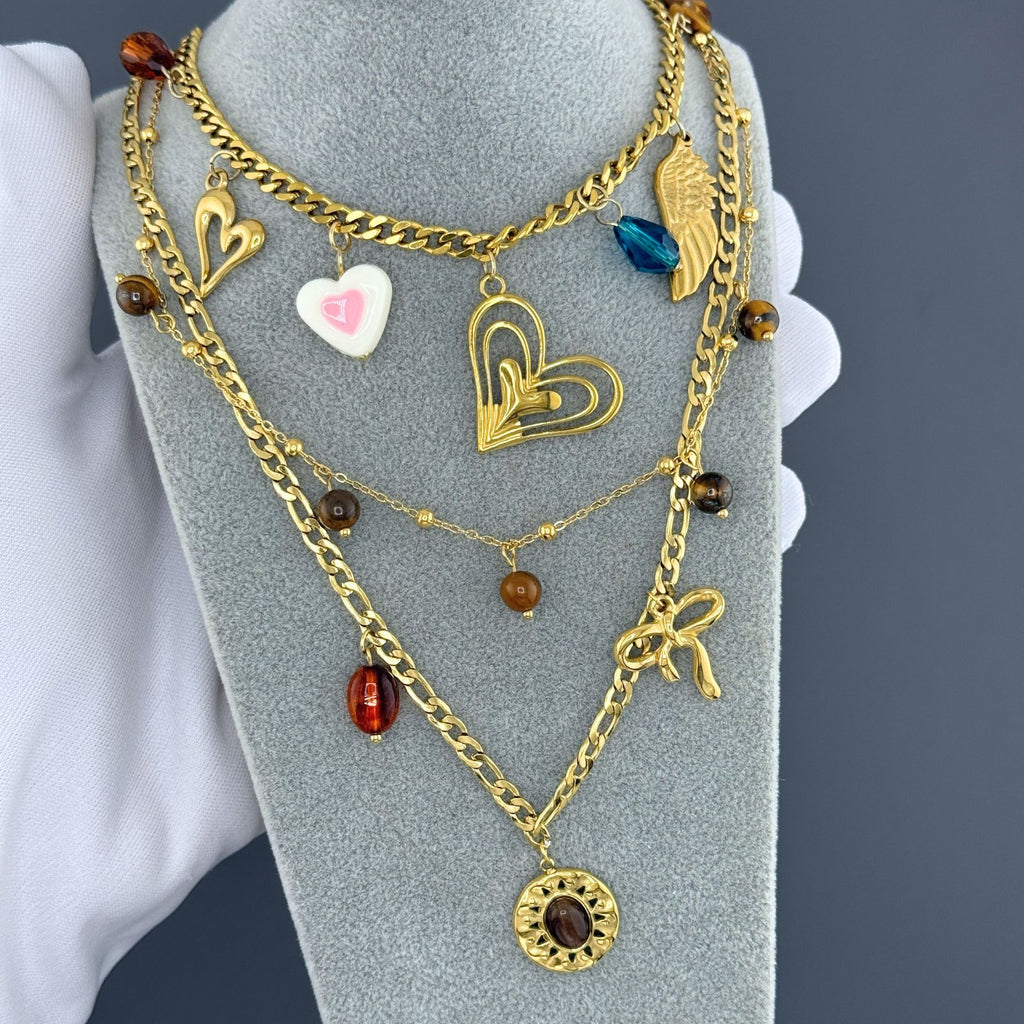 Collier Nœud Femme, Acier Inoxydable Plaqué Or 18K, Chaîne Dorée Résistante à l'Eau avec Pendentif Nœud, Durable &amp; Inoxydable, Look Élégant en Superposition