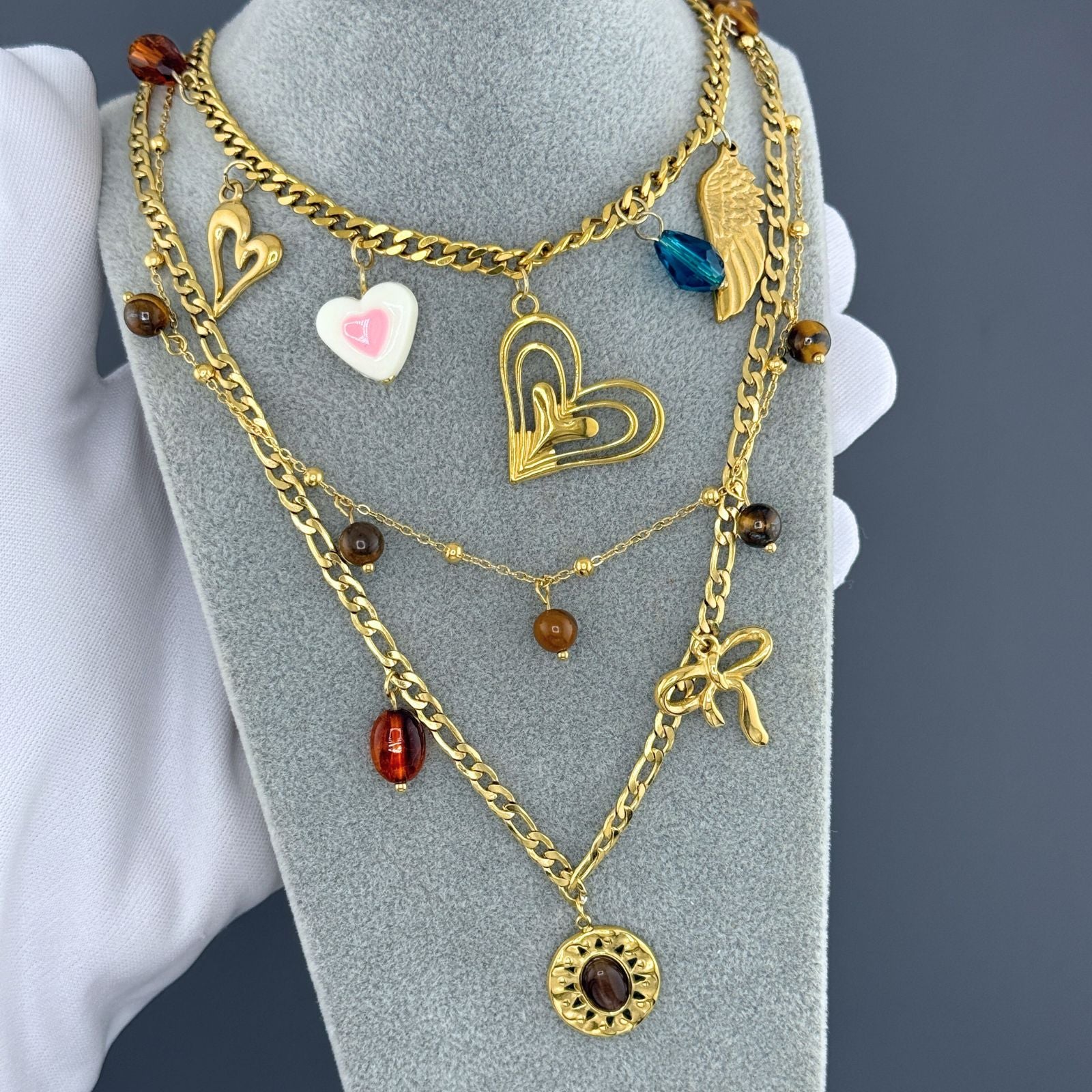 Collier Nœud Femme, Acier Inoxydable Plaqué Or 18K, Chaîne Dorée Résistante à l'Eau avec Pendentif Nœud, Durable &amp; Inoxydable, Look Élégant en Superposition