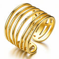 Bague en Acier Inoxydable Plaqué Or 18K Multi-Bandes Ajustable, Bijou Étanche Hypoallergénique sans Ternissement, 3g