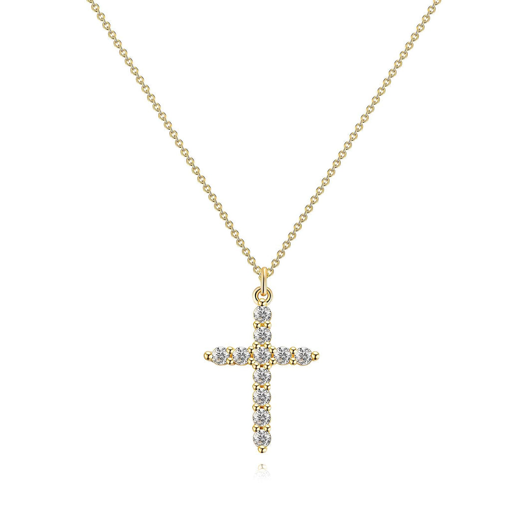 Collier Croix, Acier Inoxydable Plaqué Or 18K Collier croix élégant en acier inoxydable plaqué or 18K. Résistant à l'eau et à la corrosion, ce pendentif allie durabilité et sophistication. Parfait pour un style intemporel et raffiné.