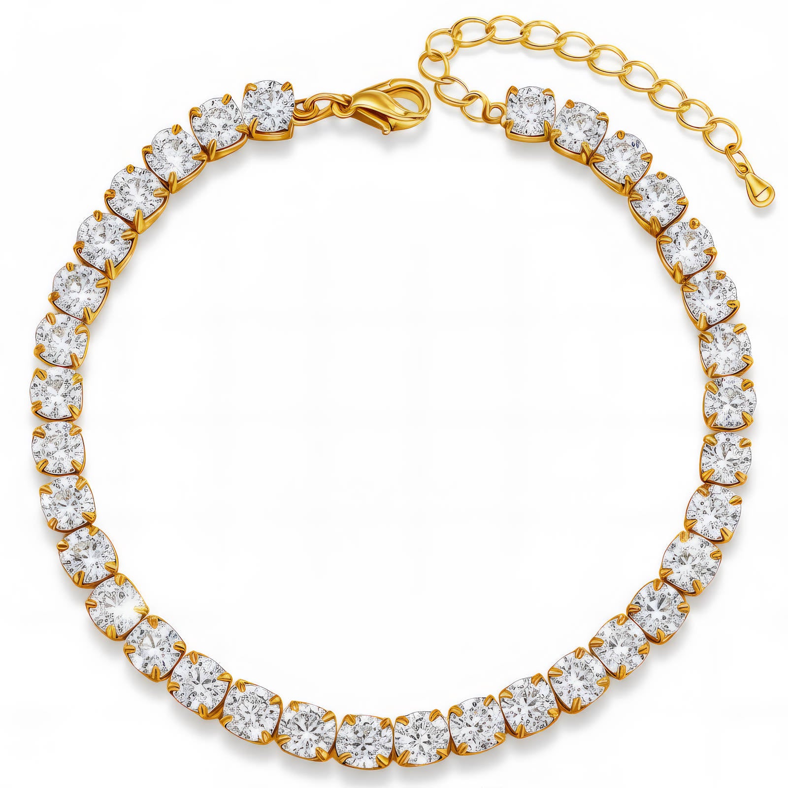 Bracelet de Tennis, Acier Inoxydable Plaqué Or 18K avec Zircone Cubique, Étanche et Hypoallergénique, Longueur 16 + 5 cm