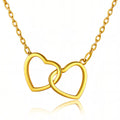 Collier Cœurs en Acier Inoxydable Plaqué Or 18K, Pendentif Double Cœur, Étanche et Hypoallergénique, Longueur de Chaîne 41+5cm
