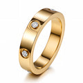 Bague en Acier Inoxydable Plaqué Or 18K avec Zircone Cubique, Taille 8, Étanche et Hypoallergénique, sans Ternissement