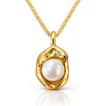 Collier Acier Inoxydable Plaqué Or 18K avec Pendentif Perle, Chaîne 40cm + 5cm avec Extension 5cm, Fermoir Pince de Homard, Étanche