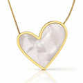 Collier Cœur, Acier Inoxydable Plaqué Or 18K, Incrustation de Nacre, Chaîne de 41cm avec Extension de 5cm, Étanche et Hypoallergénique