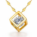 Collier pendentif cube en acier inoxydable plaqué or 18K avec zircone cubique, chaîne hypoallergénique et imperméable, longueur 40+5cm