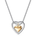 Collier Cœurs, Acier Inoxydable Plaqué Or 18K, Pendentif Cœur Bicolore, Chaîne de 51cm avec Extension de 5cm, Bijou Étanche et Hypoallergénique