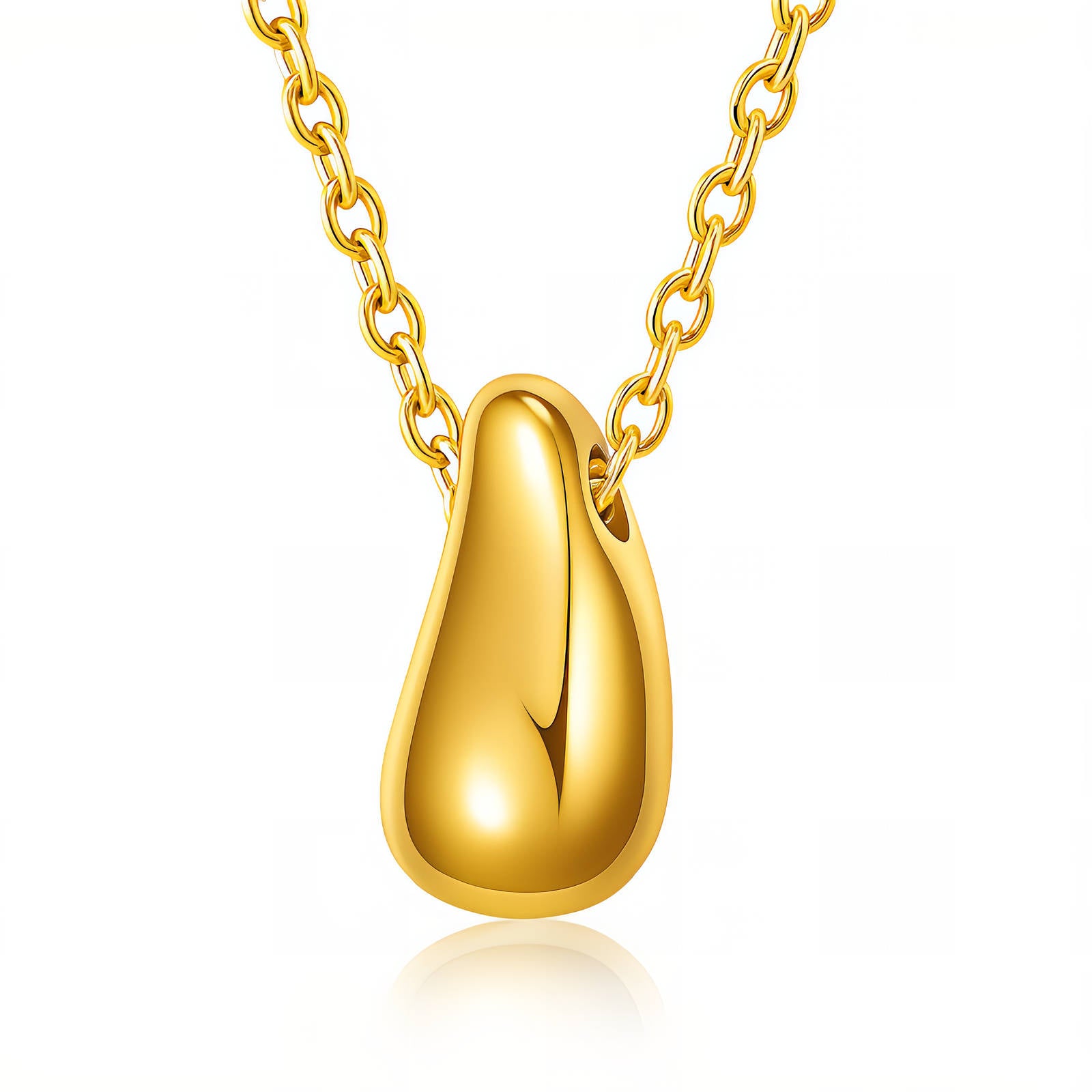Collier pendentif goutte d'eau en acier inoxydable plaqué or 18K, chaîne de 40,5cm avec extension de 5cm, fermoir à pince homard.