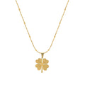 Collier pendentif trèfle à quatre feuilles en acier inoxydable plaqué or 18K avec zircone cubique, chaîne 40cm + 5cm, bijou étanche et hypoallergénique