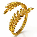 Bague Feuilles, Acier Inoxydable Plaqué Or 18K, Ajustable, Étanche et Hypoallergénique, sans Ternissement.