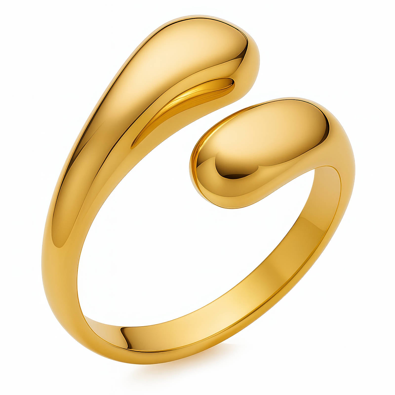 Bague en Acier Inoxydable Plaqué Or 18K, Ajustable, Étanche, Hypoallergénique, sans Ternissement, Bague Ouverte, 2g