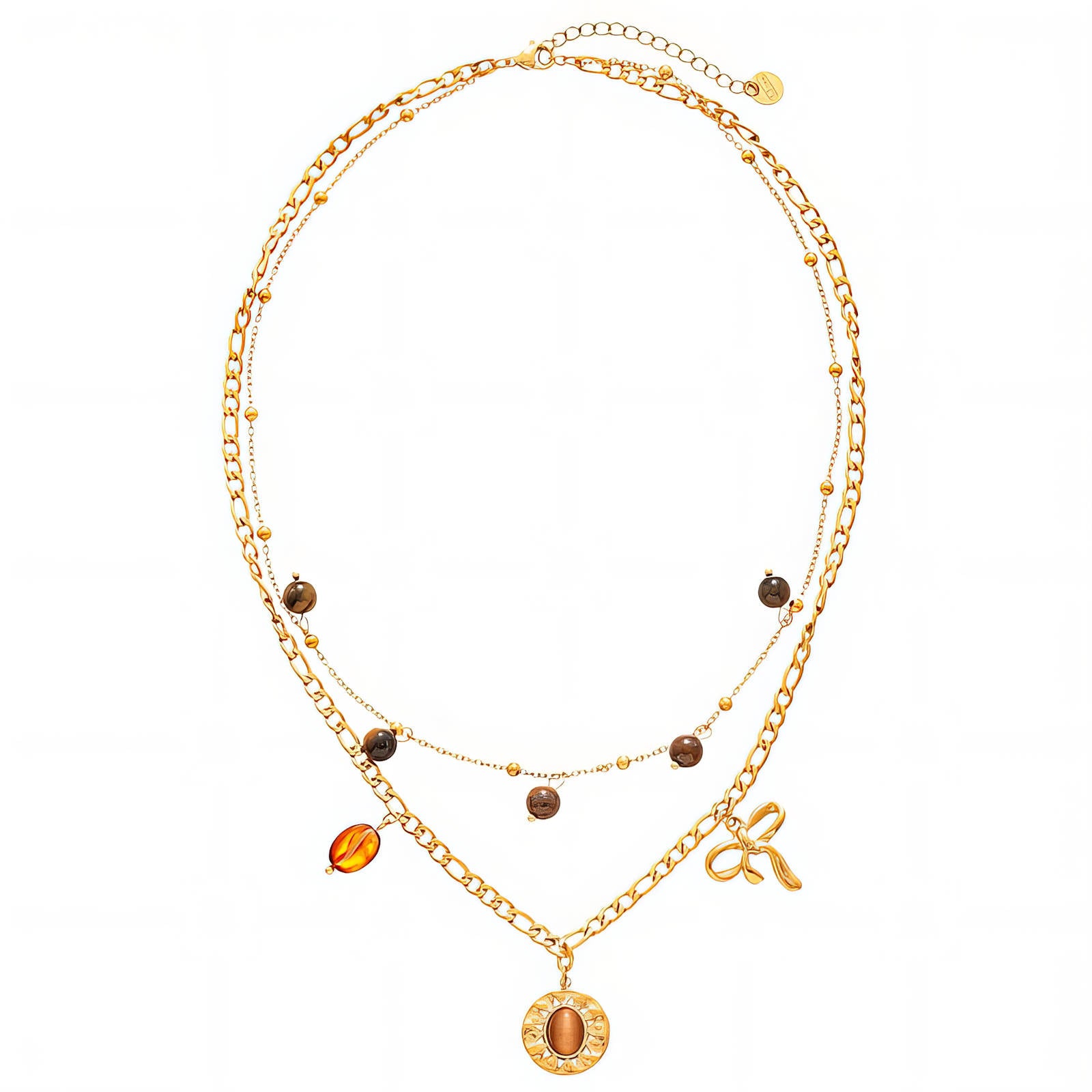 Collier Nœud Femme, Acier Inoxydable Plaqué Or 18K, Chaîne Dorée Résistante à l'Eau avec Pendentif Nœud, Durable &amp; Inoxydable, Look Élégant en Superposition